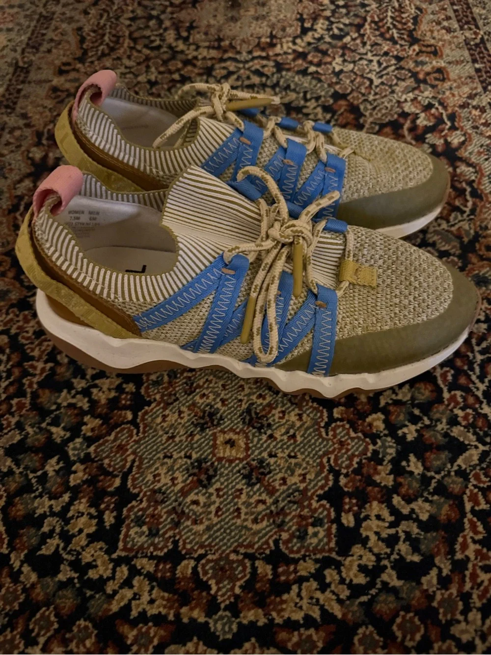 Madewell Olive Green Blue Pink Knit Lace-Up Sneakers